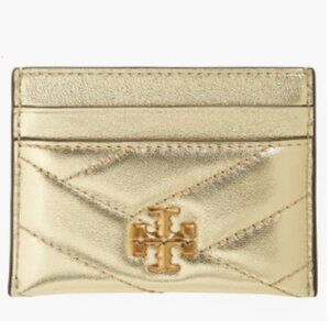 Tory Burch | Kira Chevron Quilted Metallic Leather Card Case (Gold)